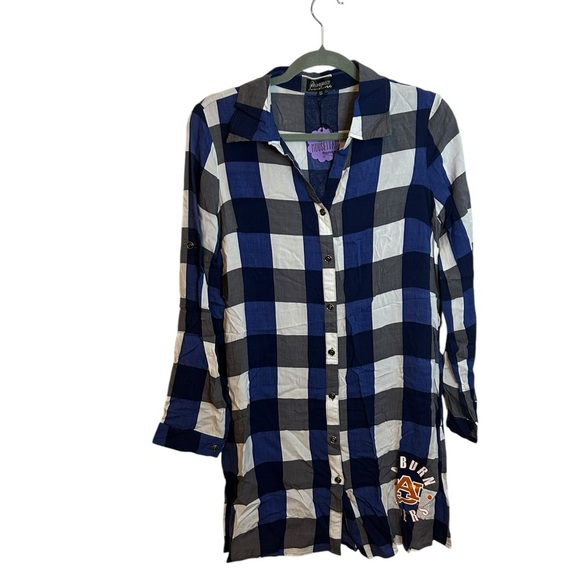 Game Day Couture Auburn Tigers Plaid Button Front Dress - Picture 1 of 5